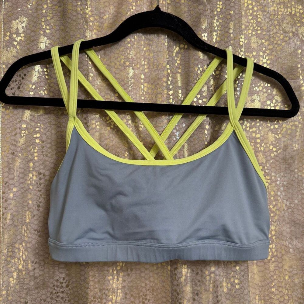 PINK Victorias Secret Yoga Crossback Strappy Sports Bra Large Yellow Gray